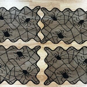 4 Black Spider Web Table Lace Placemats
